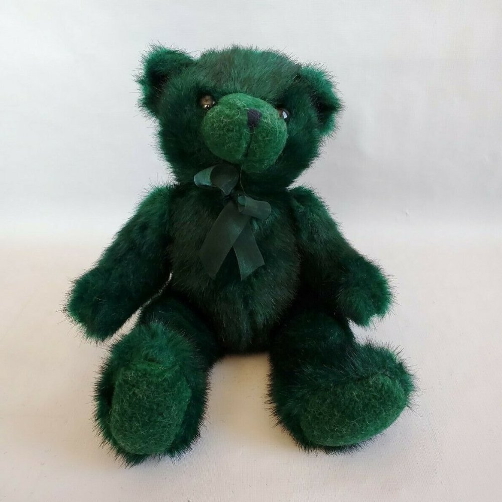 Goffa International Teddy Bear Green 9" Stuffed Animal Plush EXCELLENT CONDITION